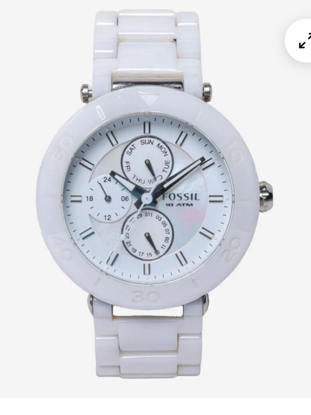 Fossil Rewound White Metal Bracelet
Quartz Analog Watch.